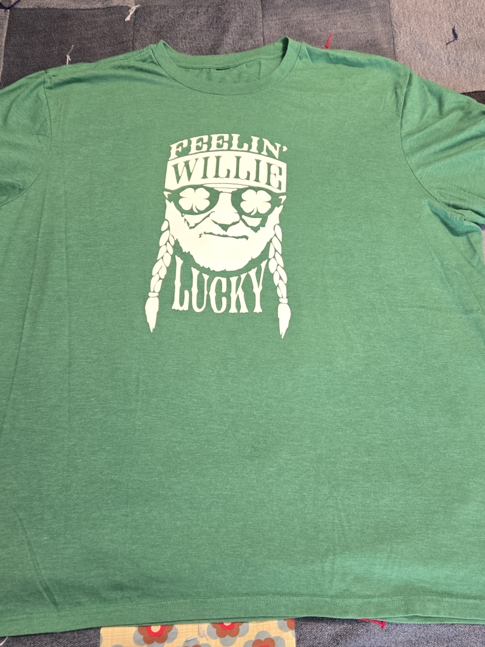 Feelin' Willie Lucky Green Graphic T-Shirt Men's 2XL Approx Tag Removed Tee